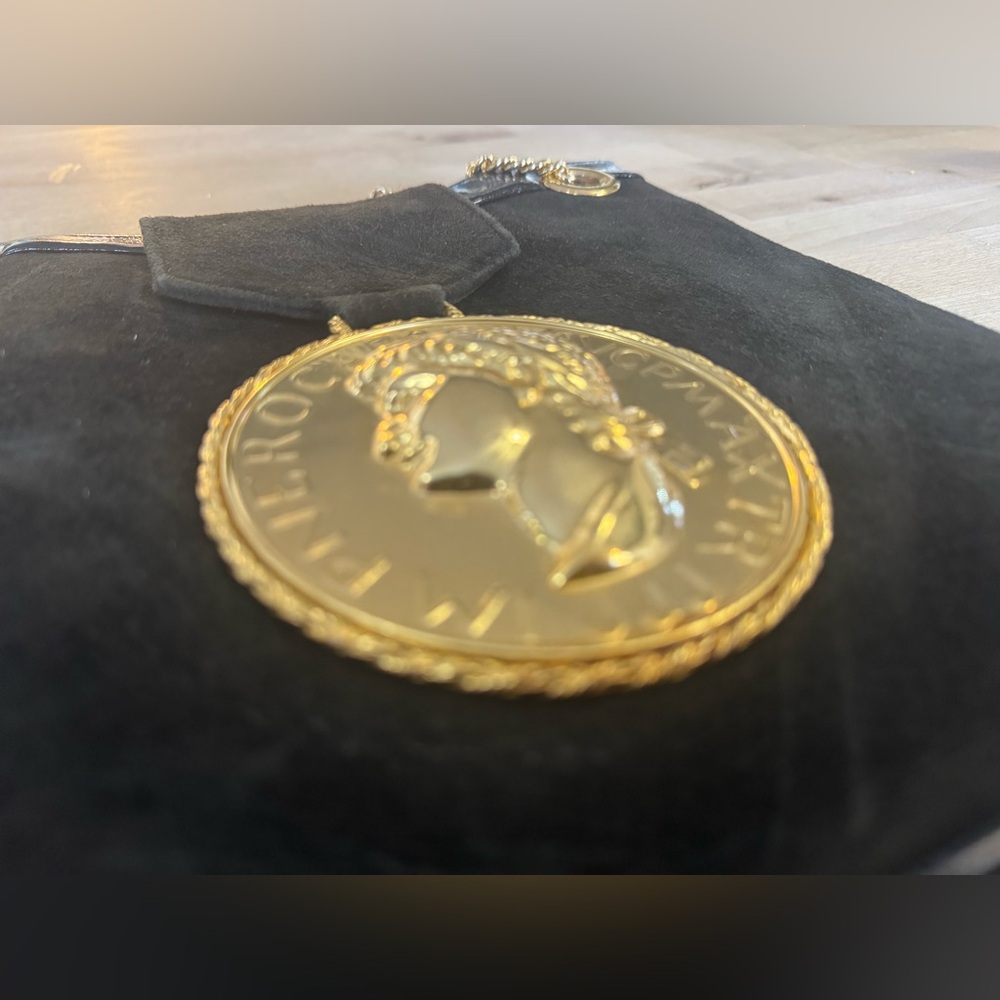 RARE VTG Rosenfeld black leather/suede purse with gold medallion - Picture 13 of 13